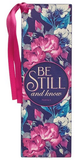Faux Leather Bookmark Be still and Know (Floral)