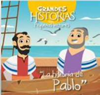 Dos personajes de dibujos animados en un barco con el mar de fondo, bajo el texto «Grandes Historias, Pequeños Lectores, La historia de Pablo»: ideal para cuentos para pequeños lectores y preguntas de comprensión.