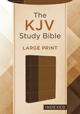 Portada de la «The KJV Study Bible Large Print», en la que aparece la imagen de una Biblia de color marrón, con la palabra «Indexed» en la esquina inferior derecha. Incluye un índice de pulgar para facilitar la navegación y mapas a todo color para mejorar tu experiencia de estudio.