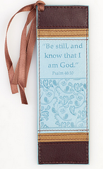 Faux Leather Bookmark Be Still (Blue)