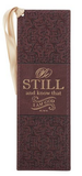 Faux Leather Bookmark Be still and Know (Brown)
