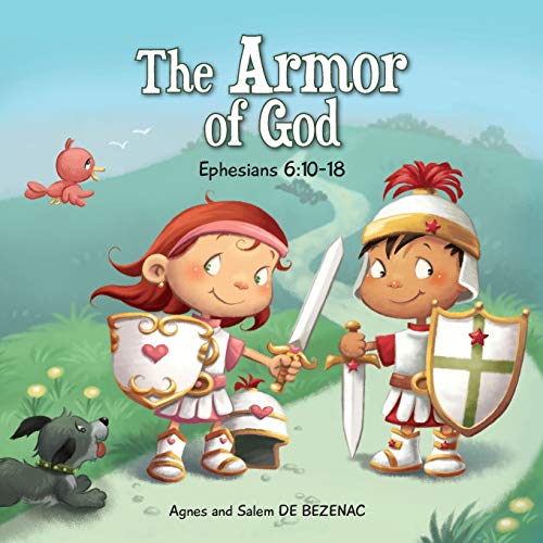 Portada del libro titulado La armadura de Dios, en la que aparecen ilustrados un niño y una niña vestidos de jóvenes caballeros, que simbolizan este principio bíblico con espadas y escudos.