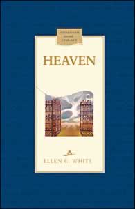 Portada del libro *Heaven*, de Ellen G. White, de la colección «Christian Home Library», en la que aparece una ilustración de unas puertas doradas abiertas con nubes y rayos de sol al fondo.