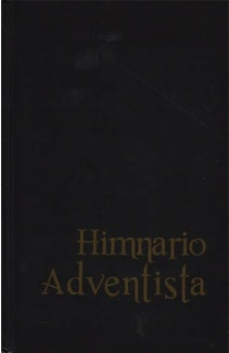 Libro negro con el título Himnario Adventista, en color dorado, en la portada, que contiene un índice de himnos.