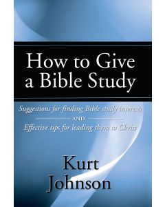 Portada del libro titulado «Cómo impartir un estudio bíblico», de Kurt Johnson, con un fondo abstracto azul y un subtítulo sobre lecciones bíblicas, consejos para el estudio de la Biblia y cómo guiar a otros hacia Cristo: una Biblia de regalo muy bien pensada para creyentes en su camino de crecimiento.
