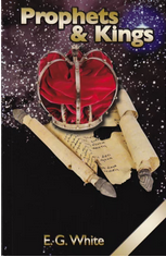 Portada del libro *Profetas y reyes*, de E. G. White, en la que aparece una corona de terciopelo rojo y dos pergaminos antiguos sobre un fondo oscuro y estrellado, que plasma el dramatismo de los reyes de Israel y el cautiverio en Babilonia.