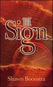 Portada del libro *The Sign*, del pastor Boonstra, en la que destaca un título en letras grandes sobre un fondo rojo con textura y una imagen difusa de un reloj, que simboliza la señal de amor de Dios y el significado del sábado.