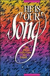 Portada del libro «He Is Our Song: The Music Collection for Youth», un animado cancionero para jóvenes que recoge canciones de alabanza, con texto en letra grande sobre un fondo colorido con degradado.