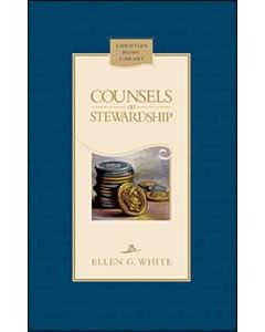 Portada del libro *Consejos sobre la administración*, de Ellen G. White, en la que aparecen una pila de monedas y algunas monedas sueltas sobre un fondo azul, lo que refleja los principios de una economía sensata y una administración responsable de la riqueza.