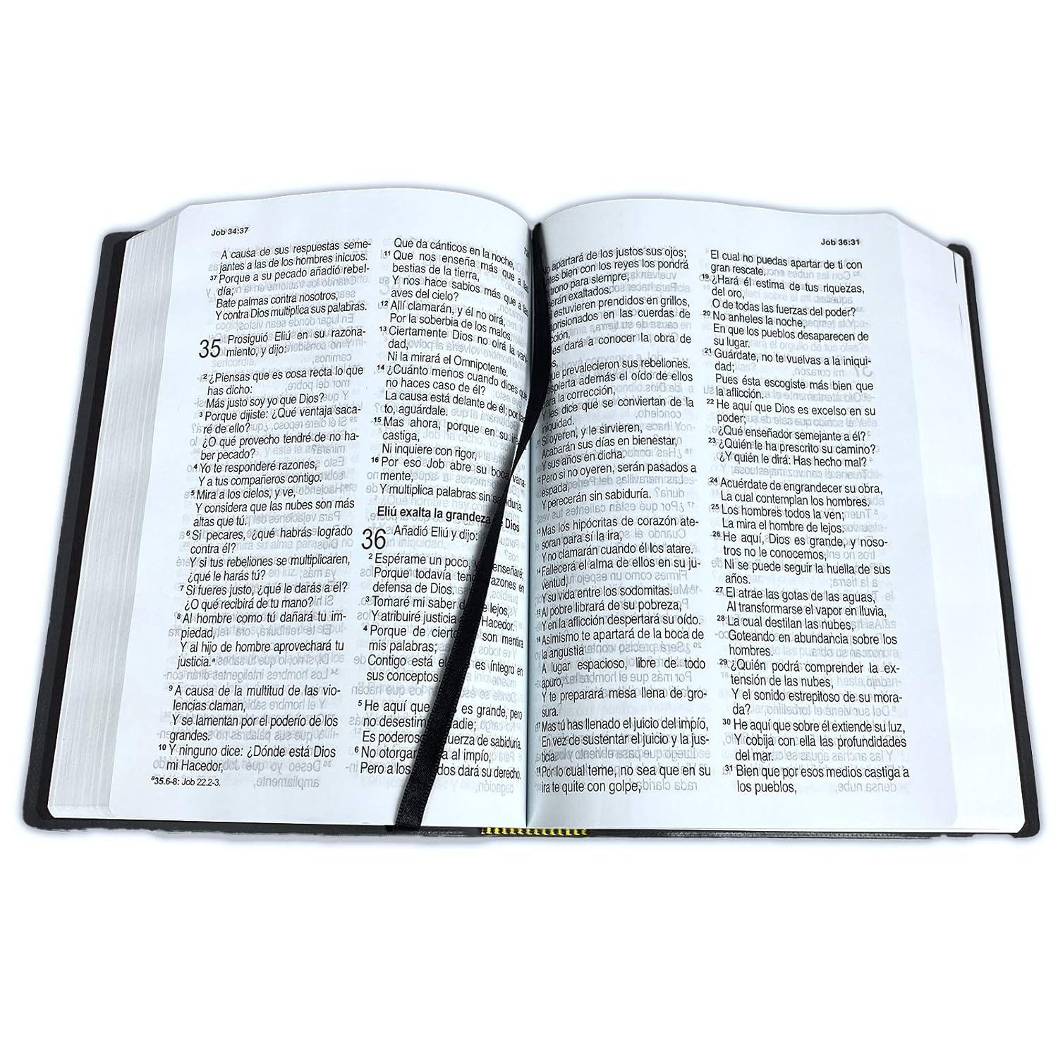 Biblia abierta con el texto visible en ambas páginas; incluye las «Palabras de Cristo» en rojo y es una Biblia Reina-Valera 1960 con concordancia.
