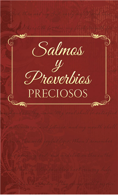 Una cubierta roja con bordes decorativos dorados y el texto «Salmos y Proverbios Preciosos»: perfecta para los nuevos creyentes y los lectores de la Biblia Nueva Vida.