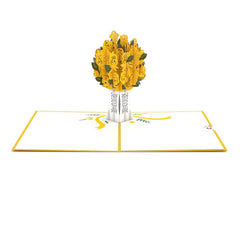 Tarjeta Pop Up Rose Bouquet Yellow
