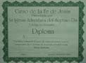 Un certificado de diploma con borde verde de La Iglesia Adventista del Séptimo Día, titulado «Diploma», otorgado a una persona por sus logros académicos, impreso en tamaño 8 1/2 x 11.