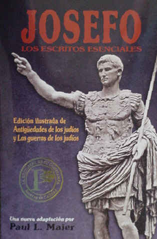 Portada del libro titulado «Josefo: Los Escritos Esenciales», en la que aparece una estatua romana con armadura. Incluye referencias a Paul L. Maier y una edición ilustrada con textos como «Antigüedades judías» y «La guerra de los judíos».