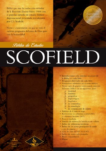 Portada de la Biblia de Estudio Scofield, en la que se destacan sus recursos de estudio bíblico y la traducción Reina-Valera 1960, con un sello de certificación dorado en la esquina superior derecha.