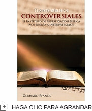 Portada del libro *Textos Bíblicos Controversiales*, de Gerhard Pfandl, en la que aparecen una Biblia abierta y caracteres hebreos al fondo, ideal para quienes buscan comprender la Biblia y encontrar respuestas bíblicas a textos bíblicos difíciles.